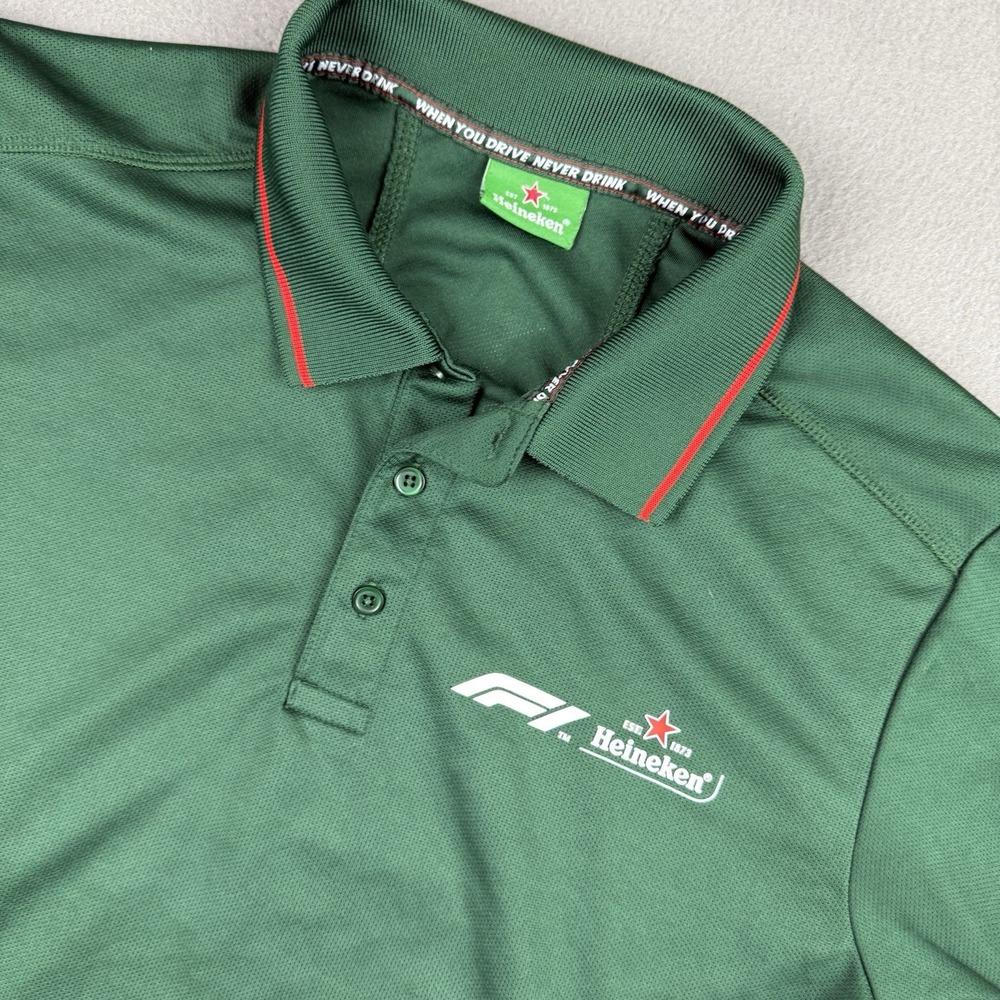 Formula 1 Heineken Licensed Official Shirt‎ Men's Medium F1 Polo Green